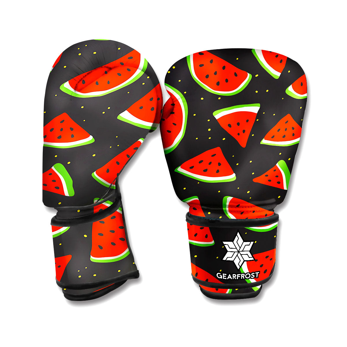Black Cute Watermelon Pattern Print Boxing Gloves