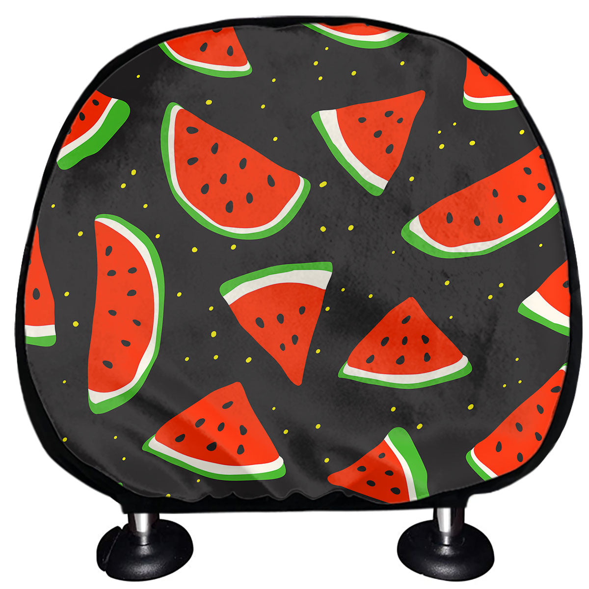Black Cute Watermelon Pattern Print Car Headrest Covers