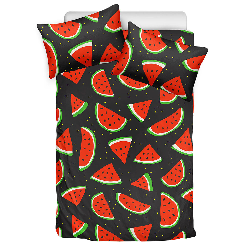 Black Cute Watermelon Pattern Print Duvet Cover Bedding Set