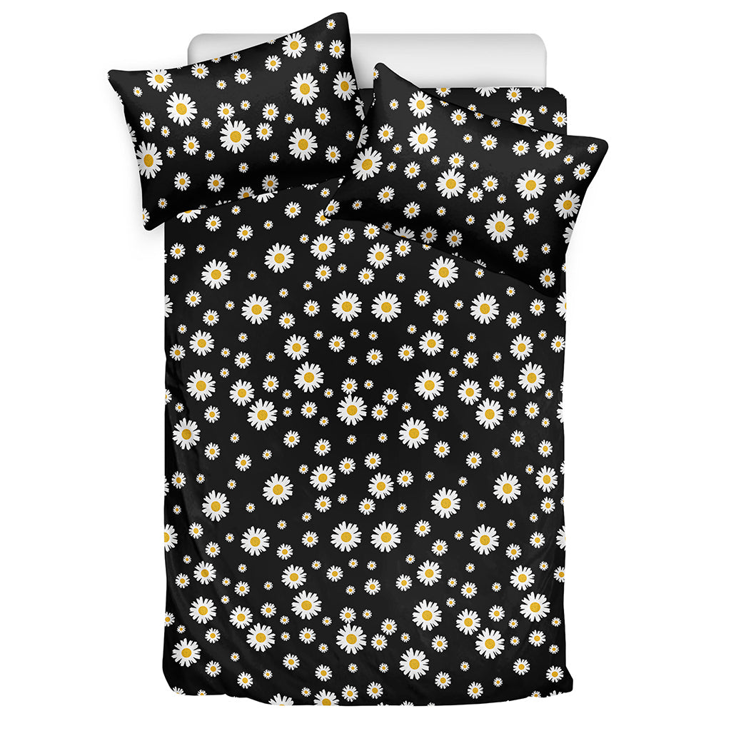 Black Daisy Floral Pattern Print Duvet Cover Bedding Set