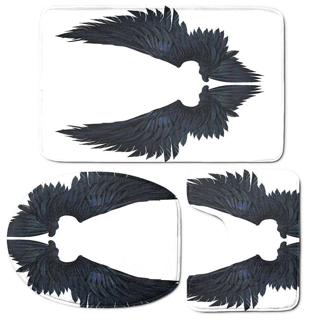Black Demon Wings Print 3 Piece Bath Mat Set