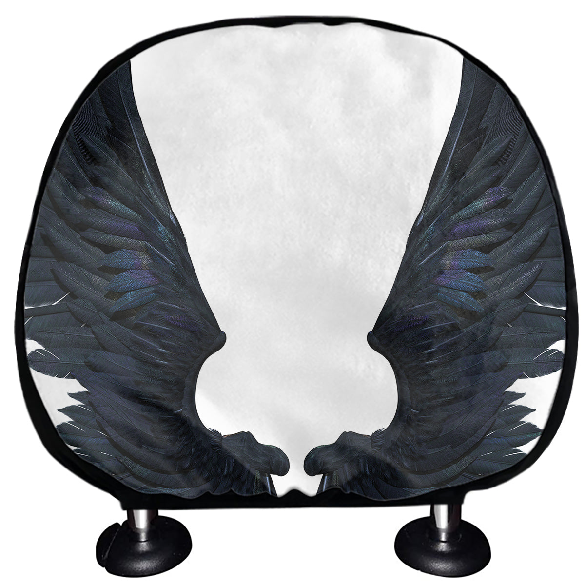 Black Demon Wings Print Car Headrest Covers