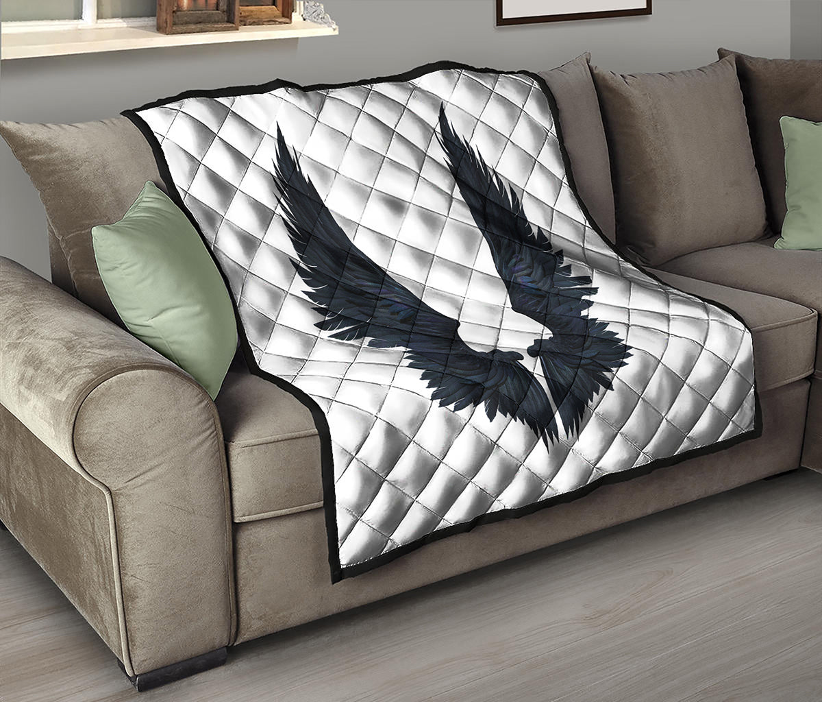 Black Demon Wings Print Quilt