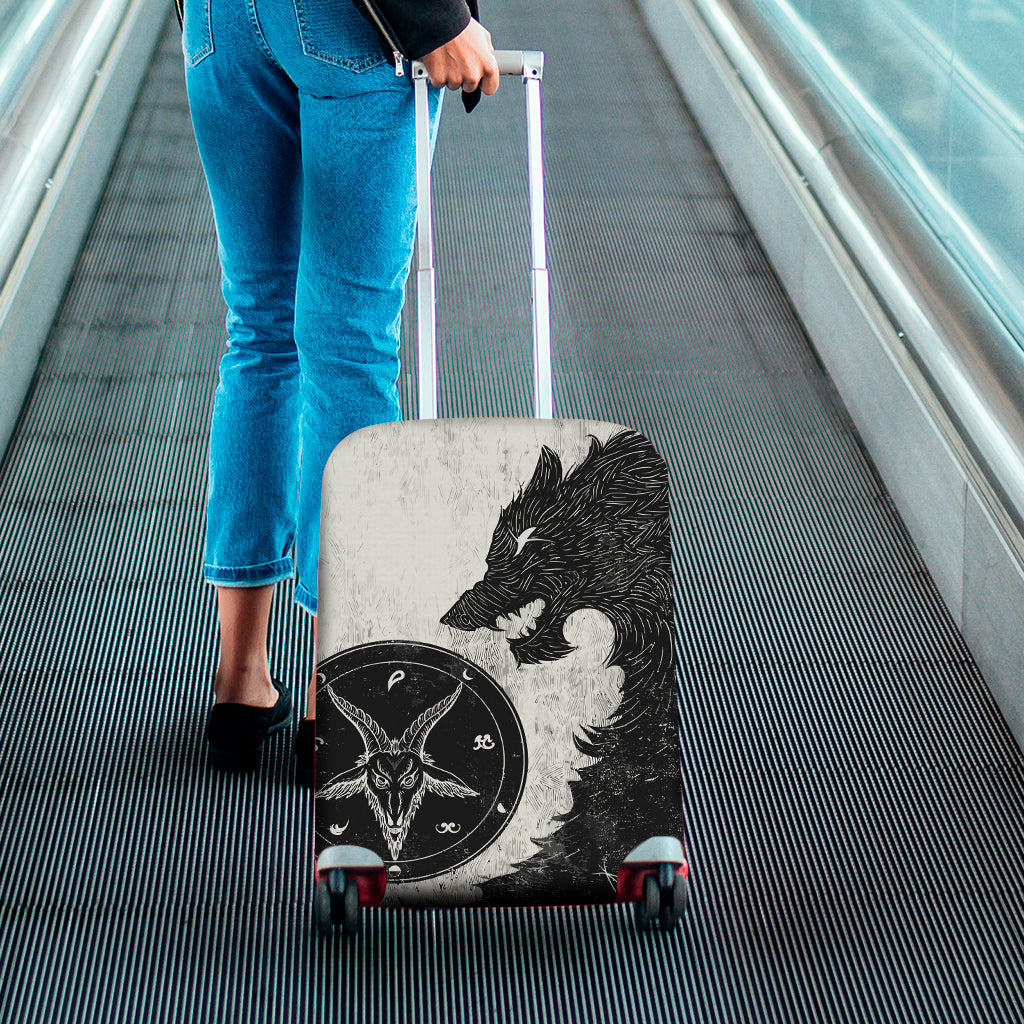Black Demon Wolf Print Luggage Cover