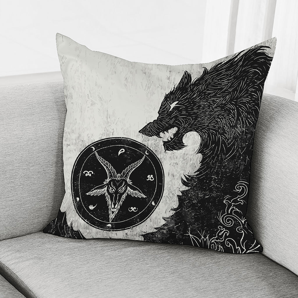 Black Demon Wolf Print Pillow Cover