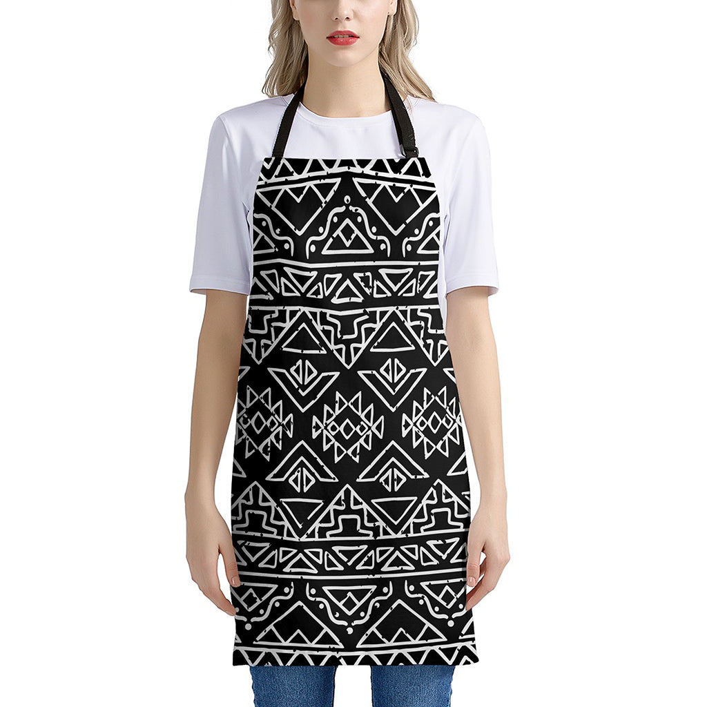 Black Ethnic Aztec Pattern Print Apron