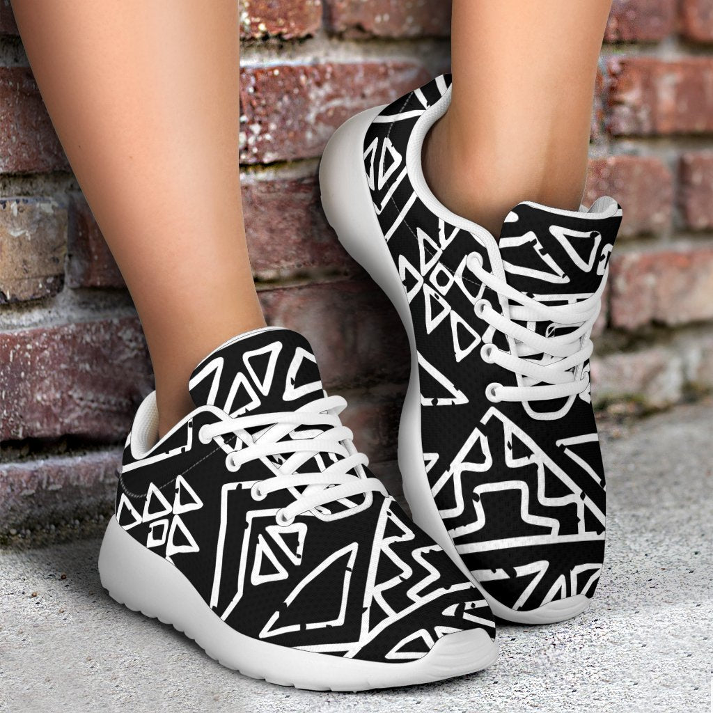Black Ethnic Aztec Pattern Print Sport Shoes GearFrost