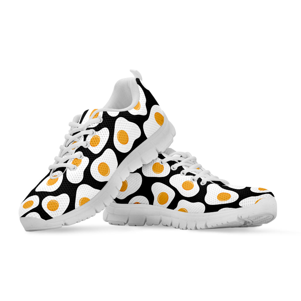 Black Fried Eggs Pattern Print White Sneakers