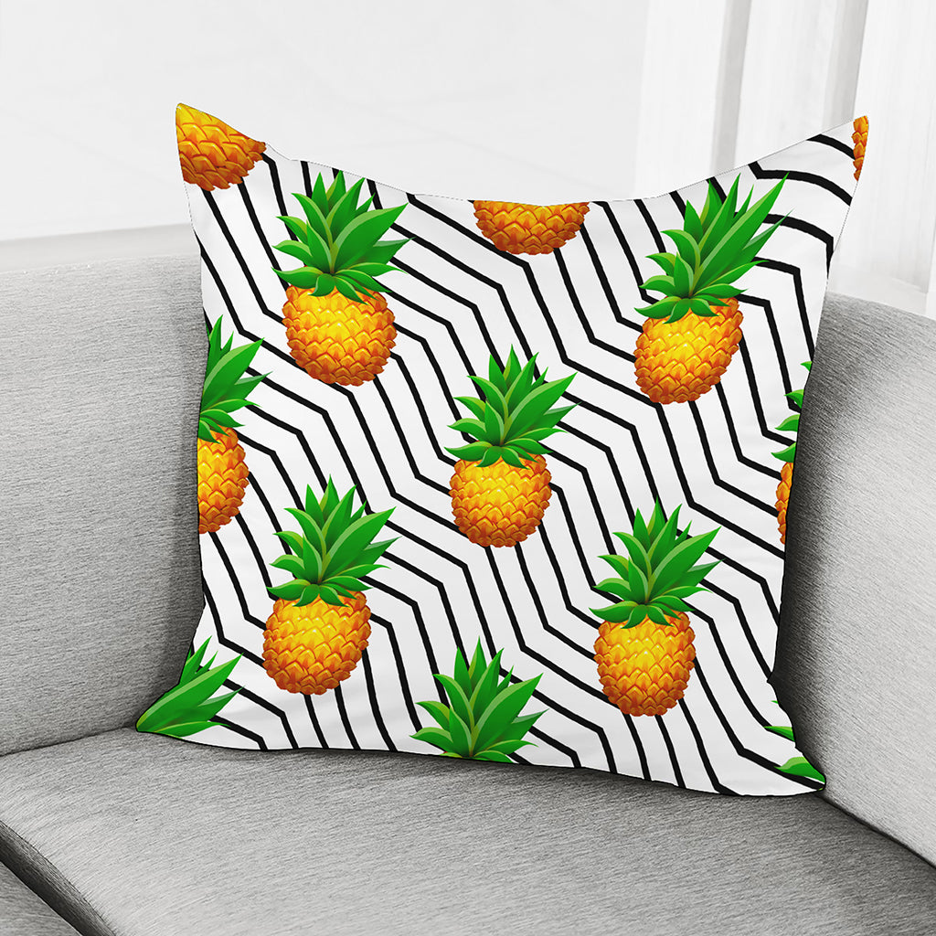Black Geometric Pineapple Pattern Print Pillow Cover
