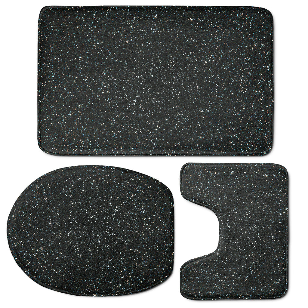 Black Glitter Artwork Print (NOT Real Glitter) 3 Piece Bath Mat Set