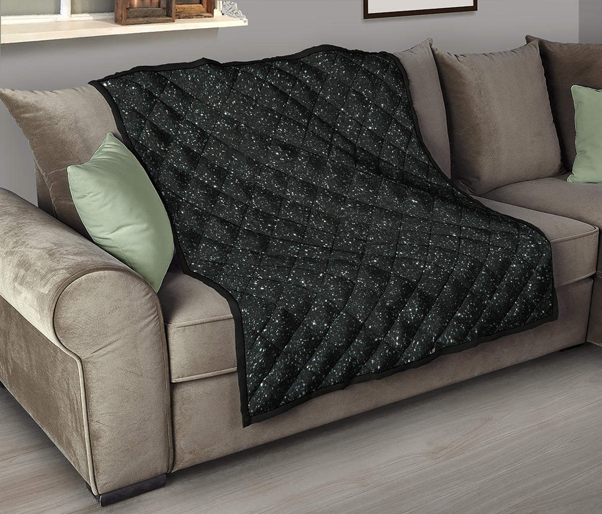 Black Glitter Artwork Print (NOT Real Glitter) Quilt