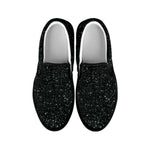 Black Glitter Texture Print Black Slip On Shoes