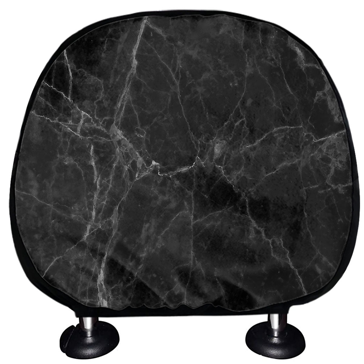 Black Grey Dark Marble Print Car Headrest Covers
