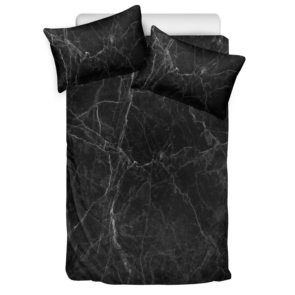 Black Grey Dark Marble Print Duvet Cover Bedding Set