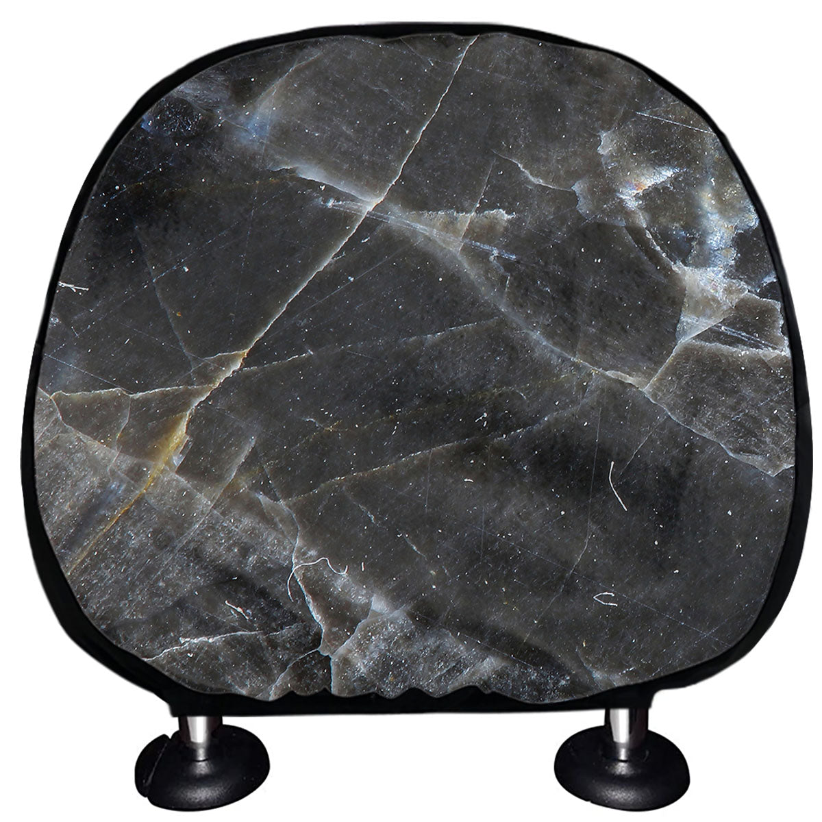 Black Grey Marble Print Car Headrest Covers