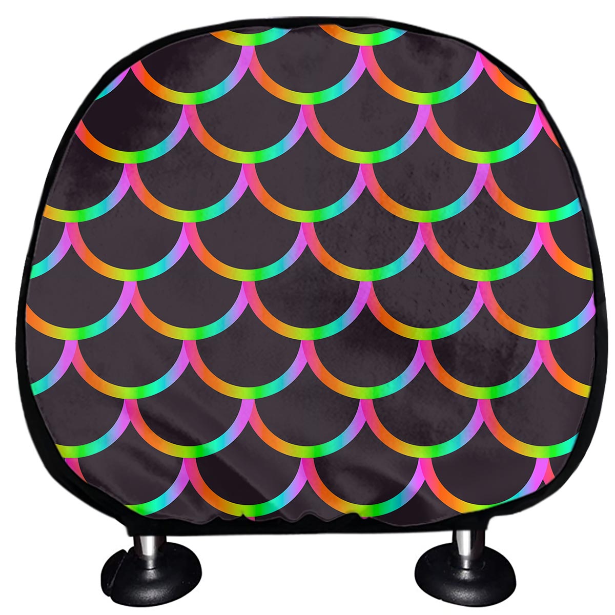 Black Mermaid Scales Pattern Print Car Headrest Covers