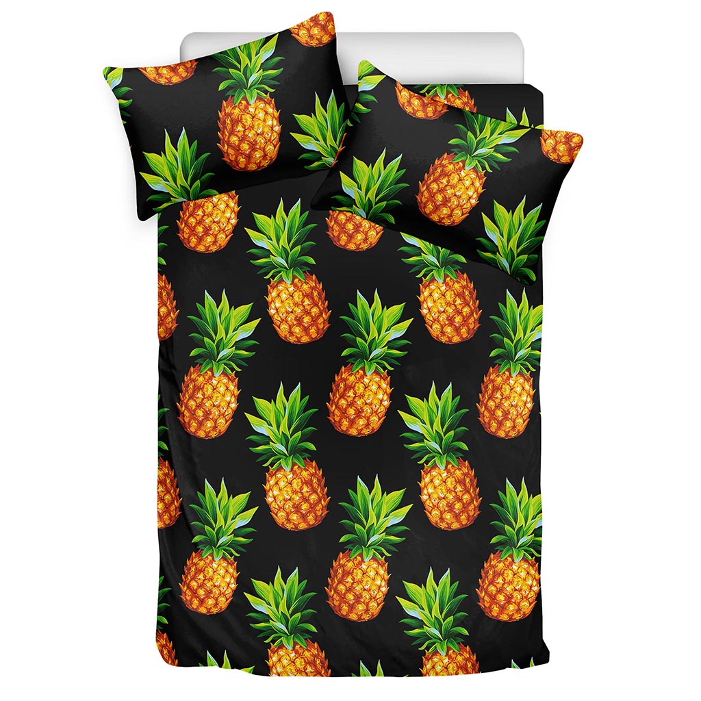 Black Pineapple Pattern Print Duvet Cover Bedding Set