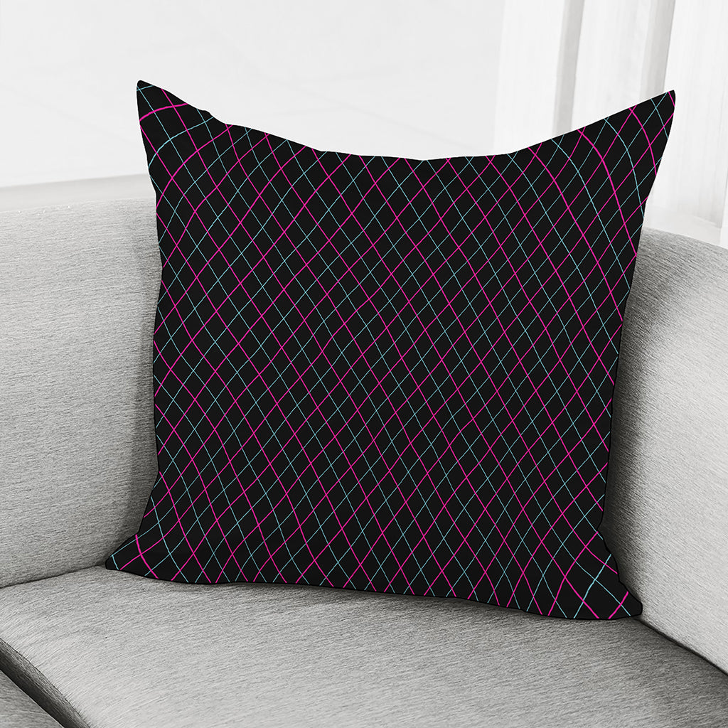 Black Pink And Blue Argyle Pattern Print Pillow Cover