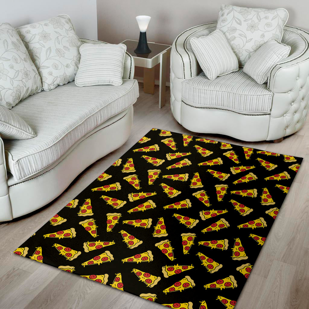 Black Pizza Pattern Print Area Rug