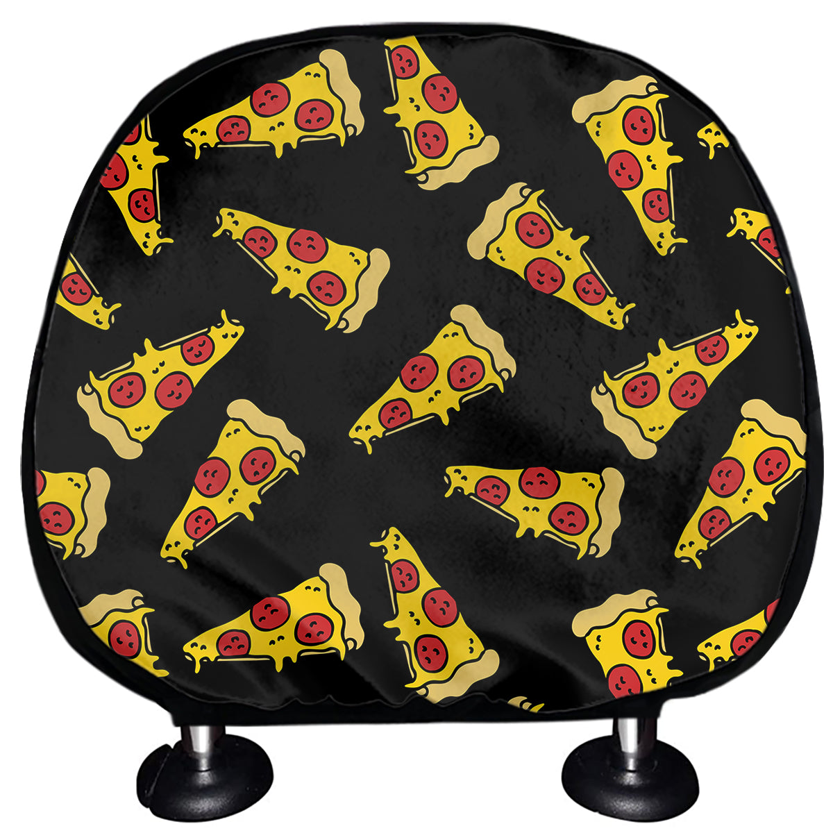 Black Pizza Pattern Print Car Headrest Covers