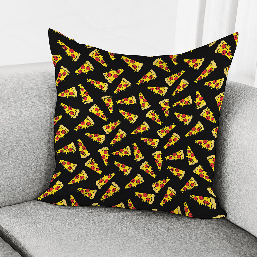 Black Pizza Pattern Print Pillow Cover