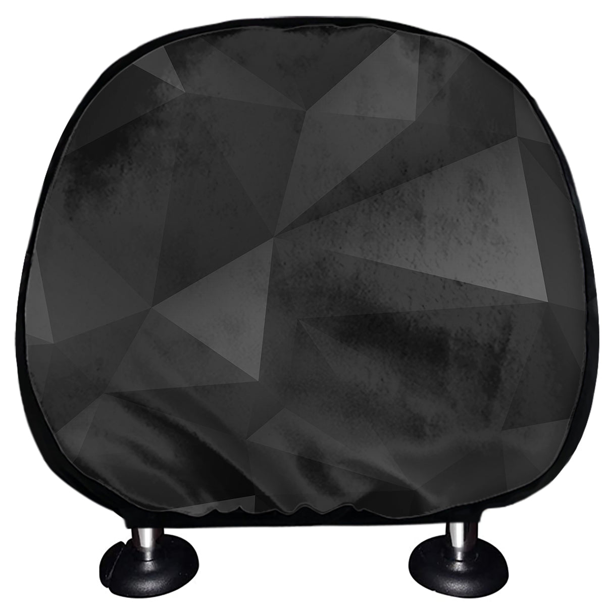 Black Polygonal Geometric Print Car Headrest Covers