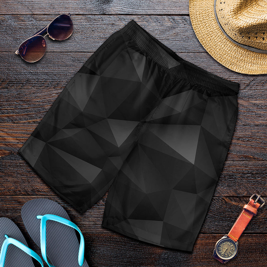 Black Polygonal Geometric Print Men's Shorts