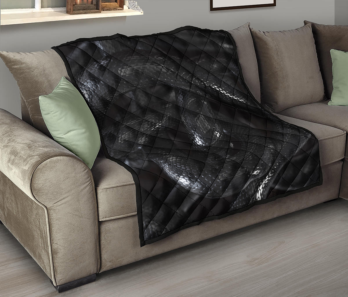 Black Snake Print Quilt