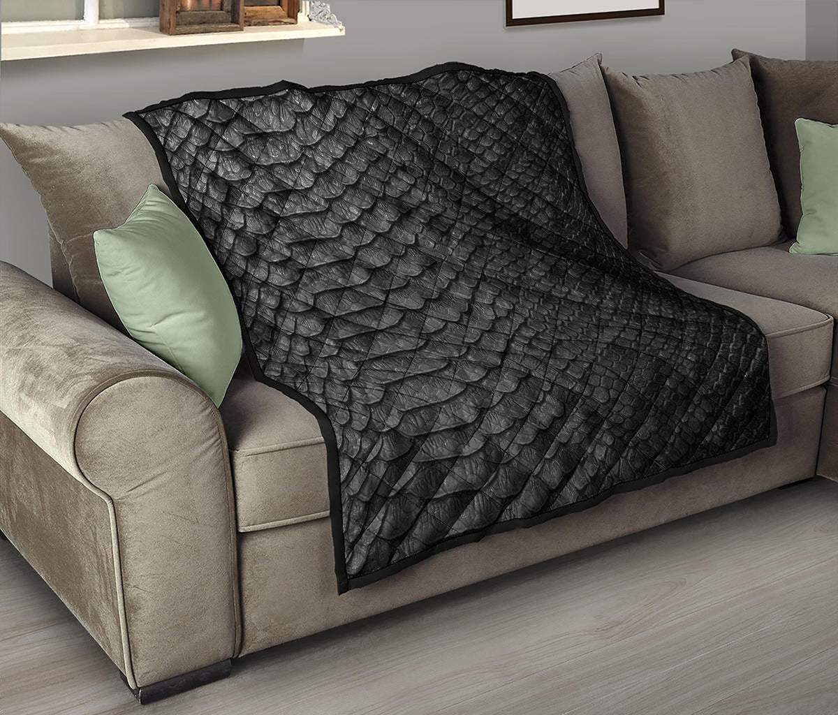 Black Snakeskin Print Quilt