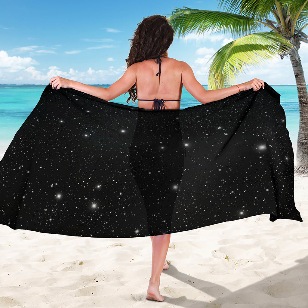 Black Space Print Beach Sarong Wrap