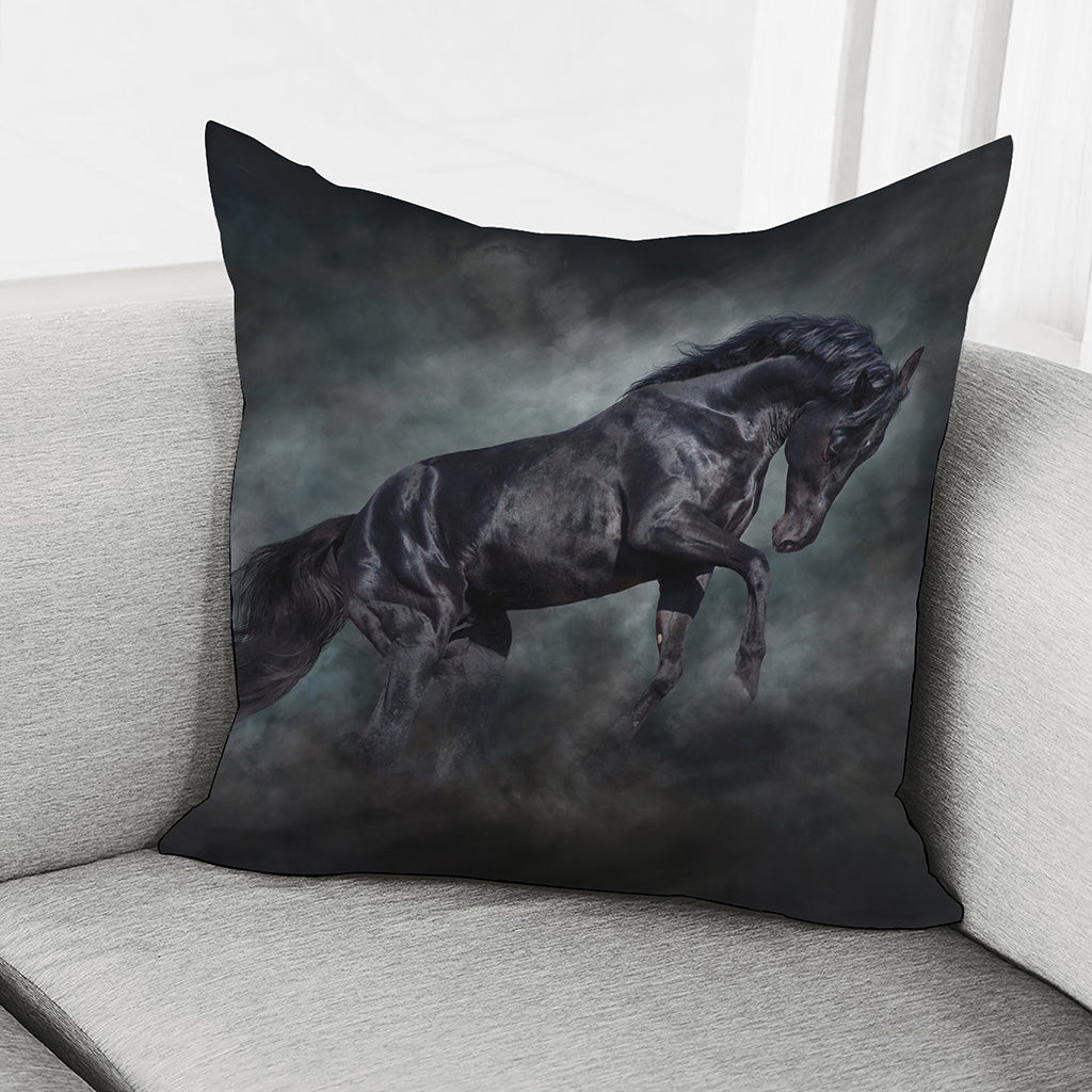 Black Stallion Horse Print Pillow Cover