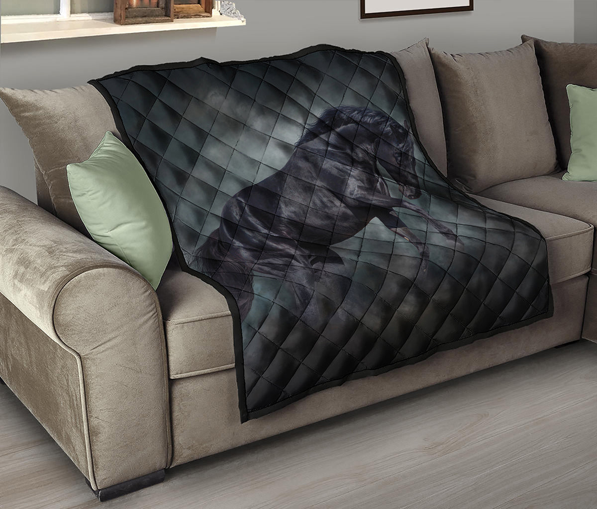 Black Stallion Horse Print Quilt