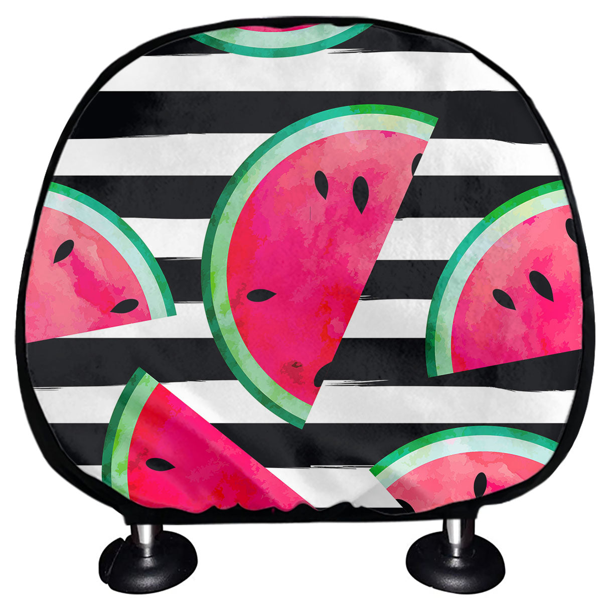 Black Striped Watermelon Pattern Print Car Headrest Covers
