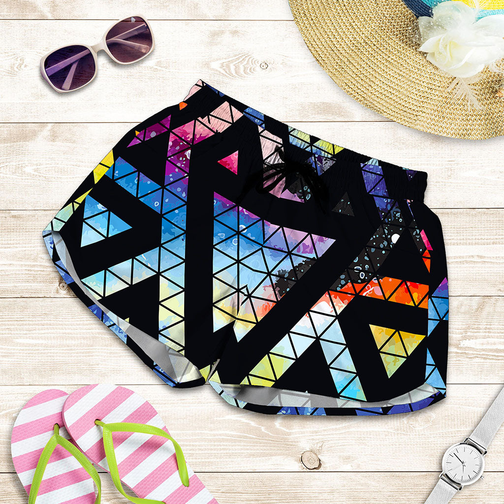 Black Triangle Galaxy Space Print Women's Shorts