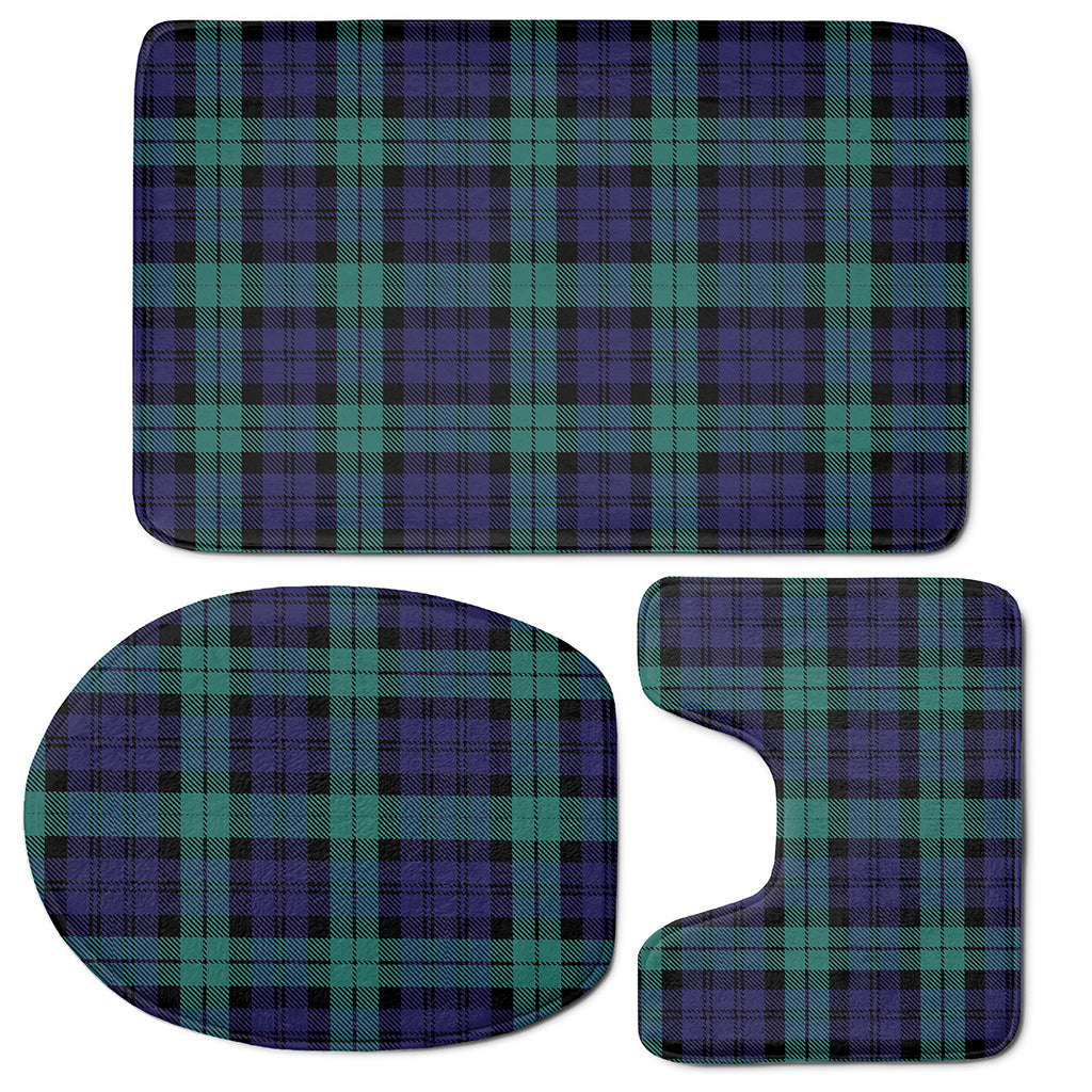 Black Watch Scottish Tartan Print 3 Piece Bath Mat Set