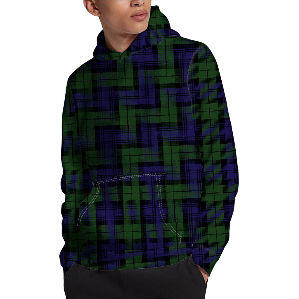 Black Watch Tartan Pattern Print Pullover Hoodie