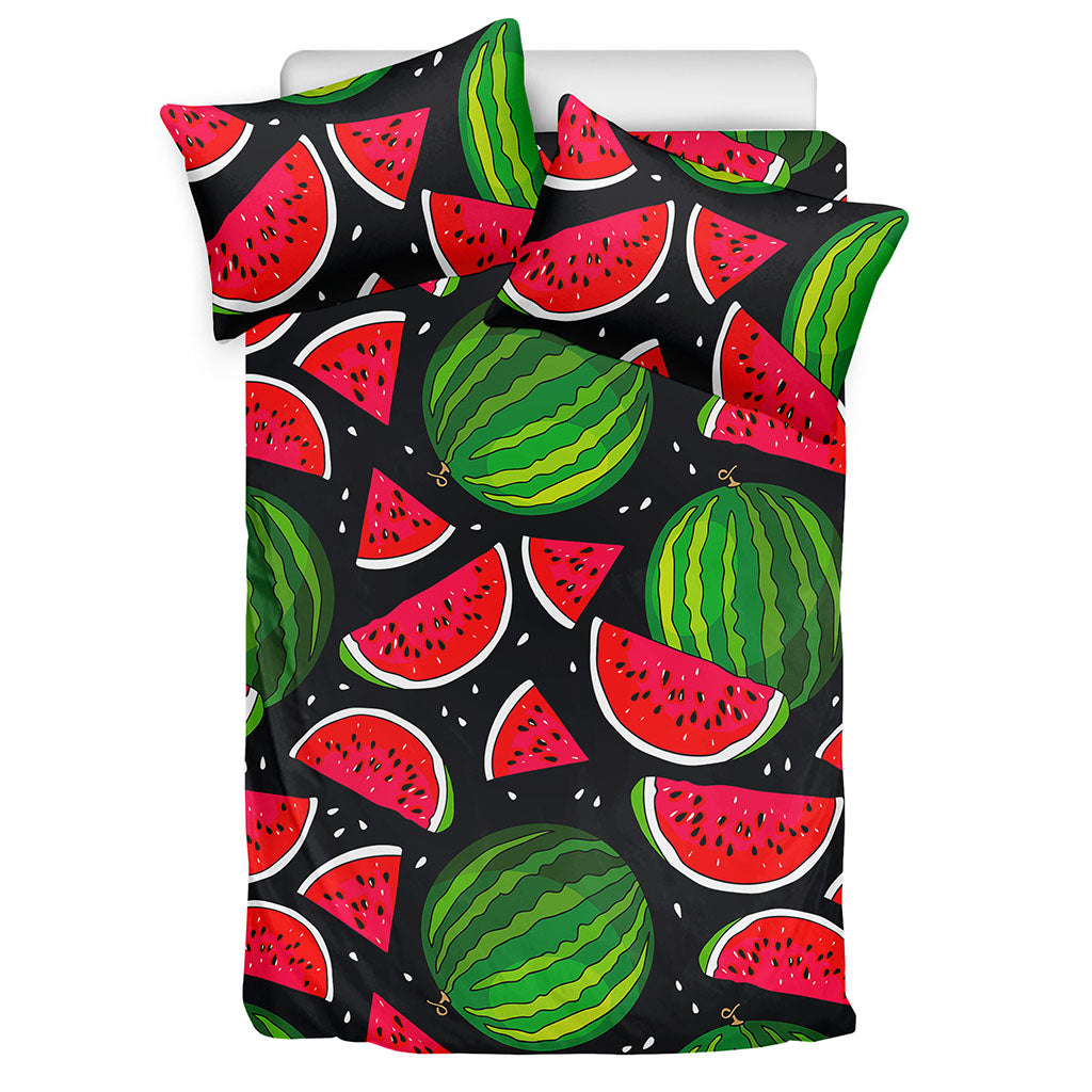 Black Watermelon Pieces Pattern Print Duvet Cover Bedding Set