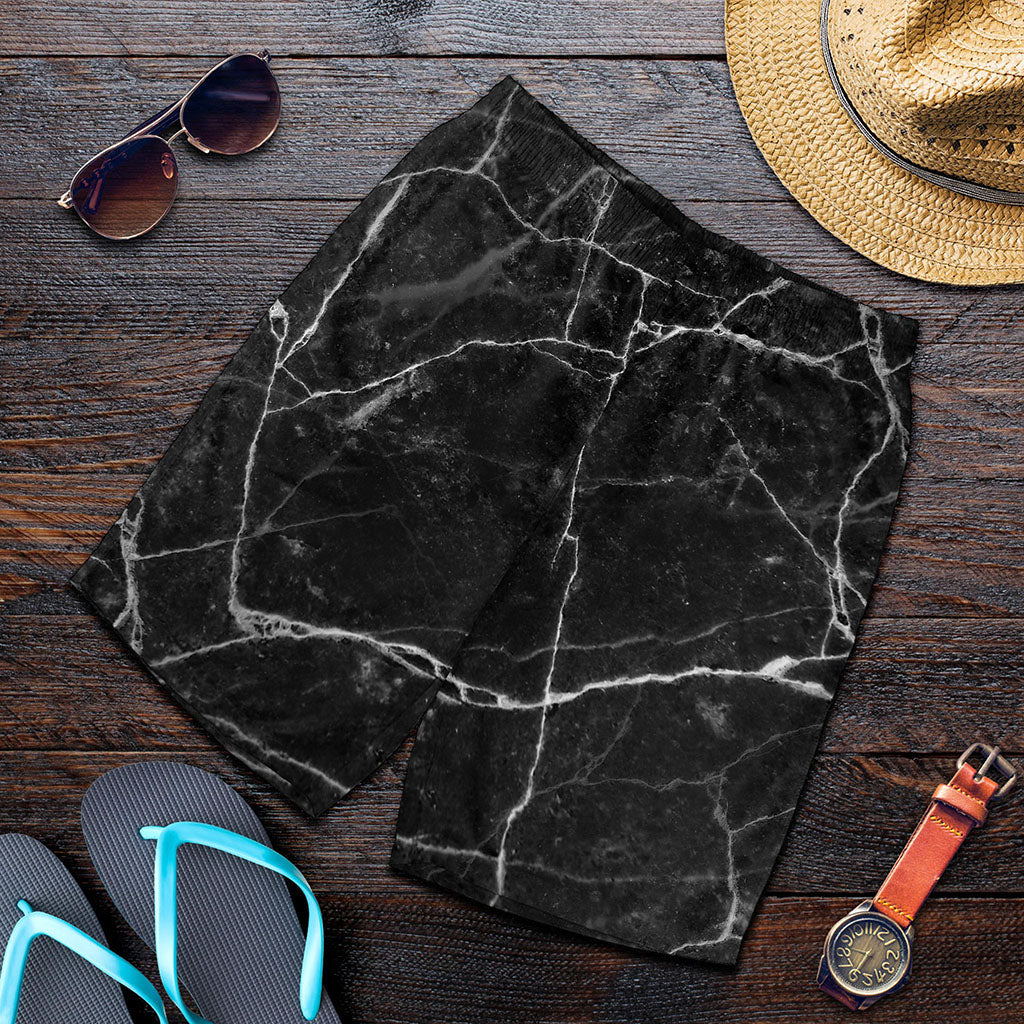 Black White Grunge Marble Print Men's Shorts