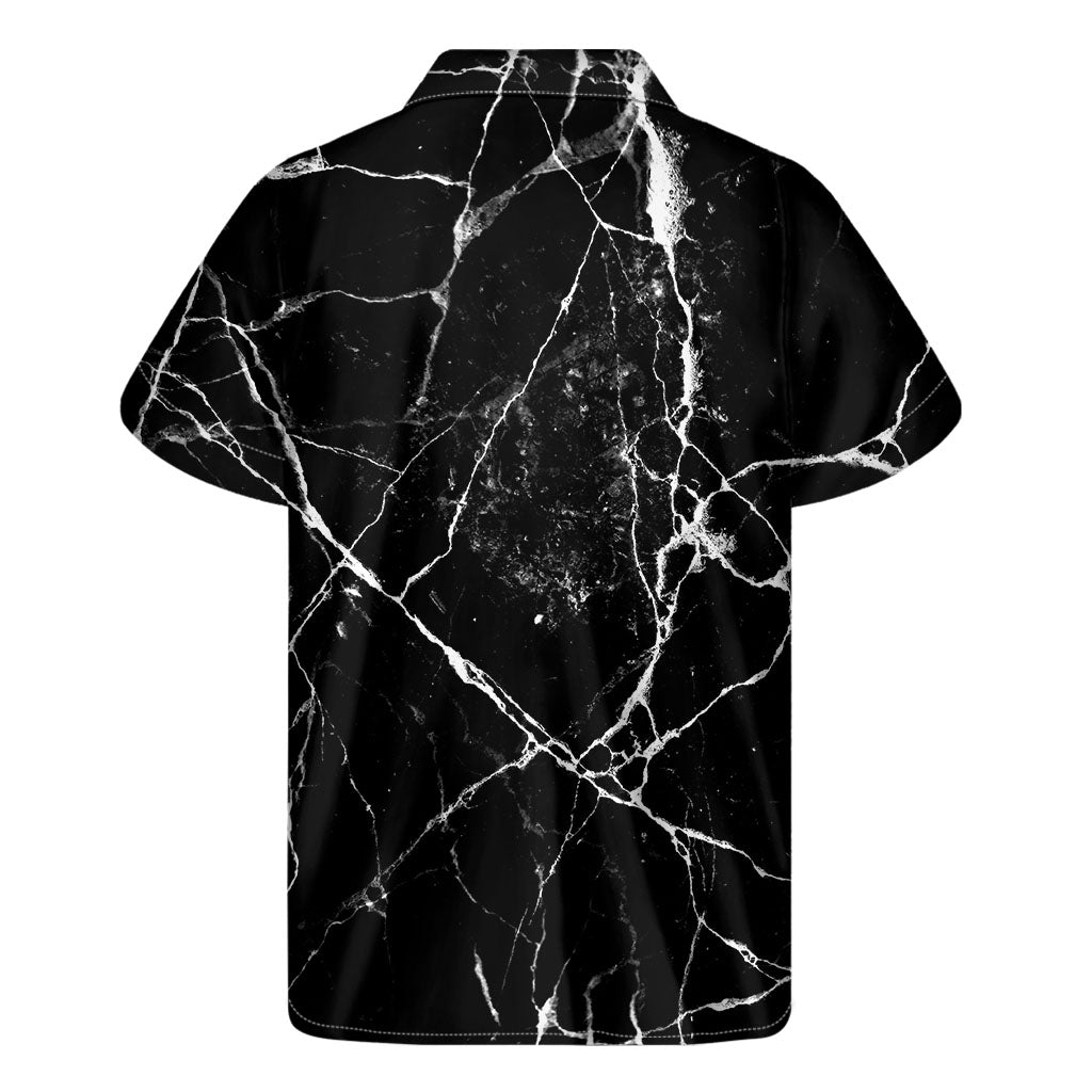 Black White Natural Marble Print Men's Short Sleeve Shirt