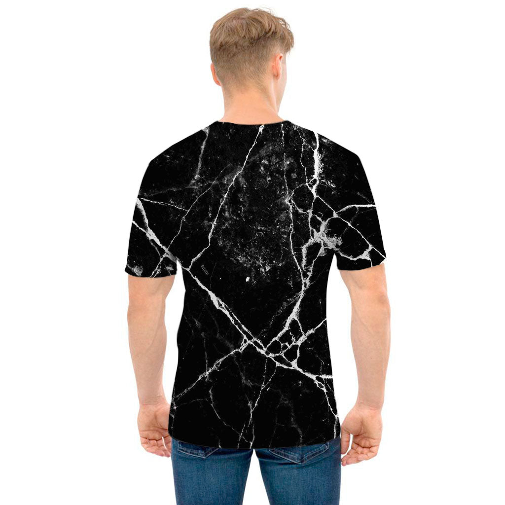 Black White Natural Marble Print Men's T-Shirt