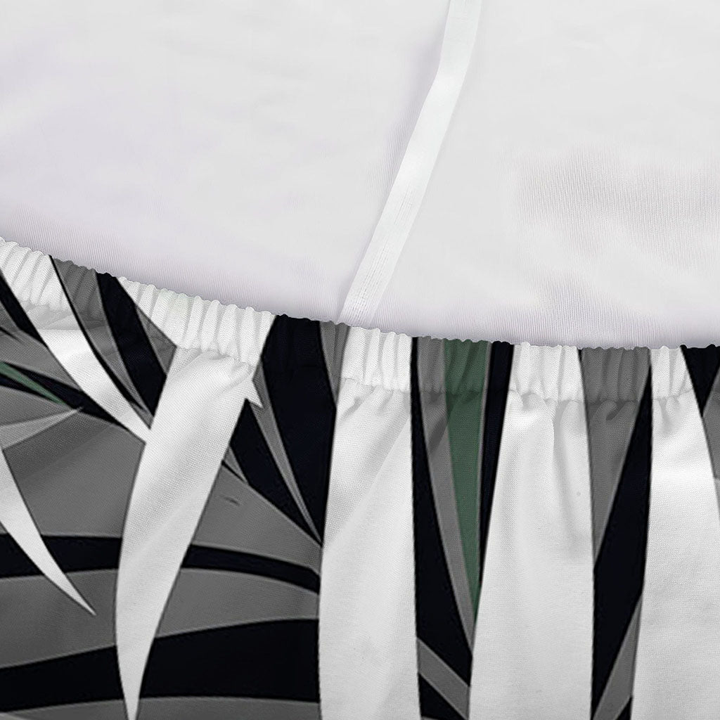 Black White Tropical Leaf Pattern Print Sofa Cover