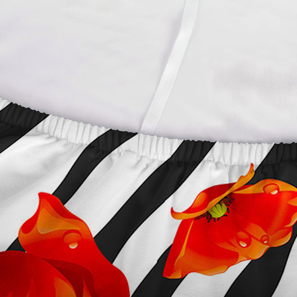Black White Zebra Flower Pattern Print Sofa Cover