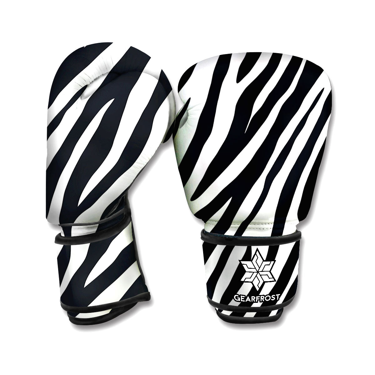 Black White Zebra Pattern Print Boxing Gloves