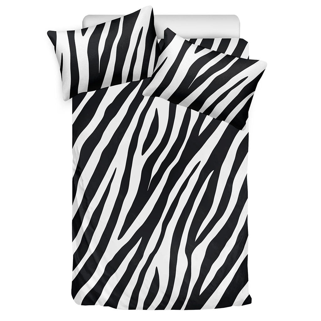 Black White Zebra Pattern Print Duvet Cover Bedding Set