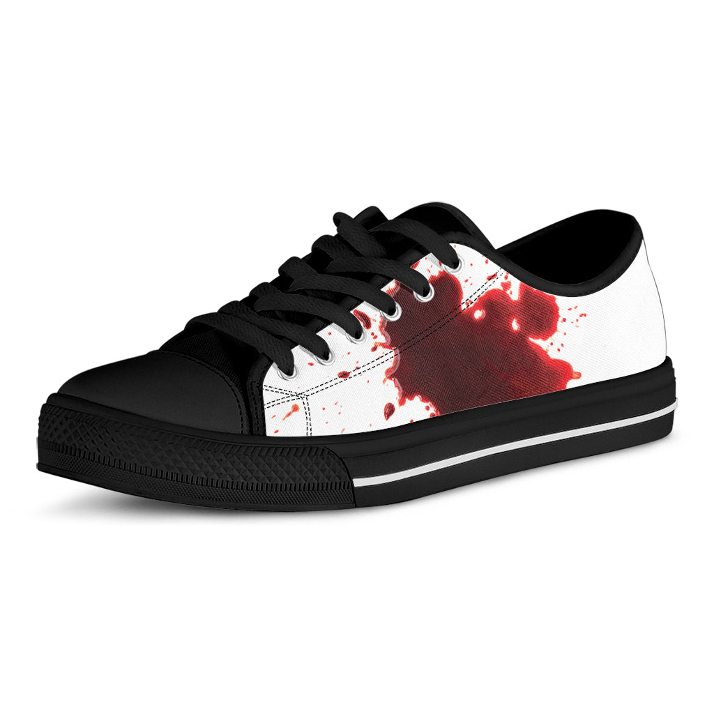 Blood Splashed Print Black Low Top Shoes