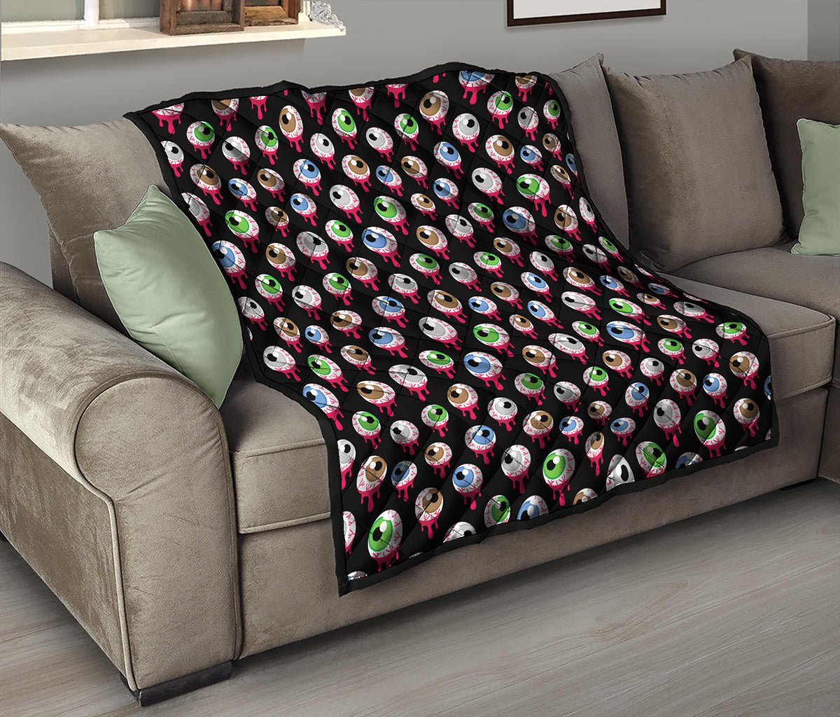 Bloody Eyeball Pattern Print Quilt