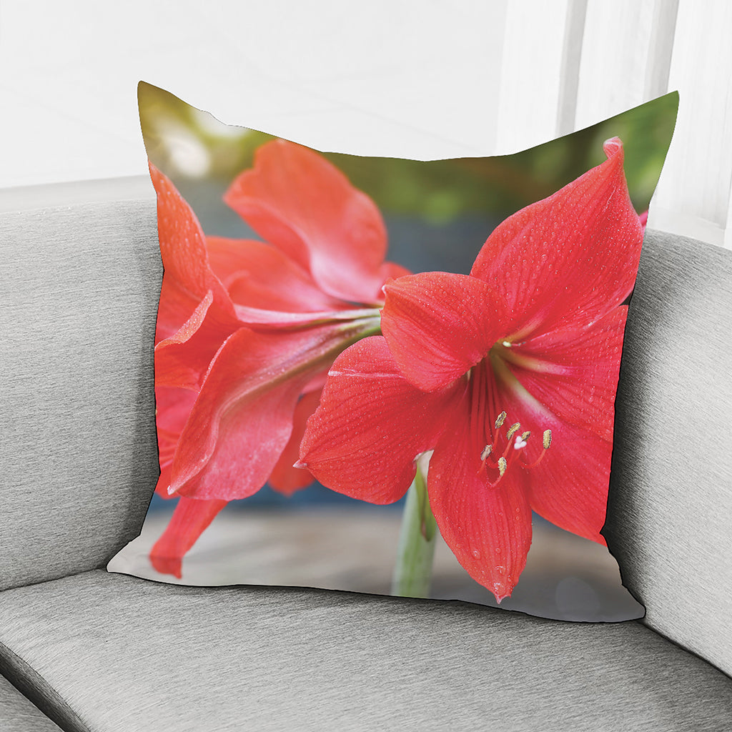 Blooming Amaryllis Print Pillow Cover