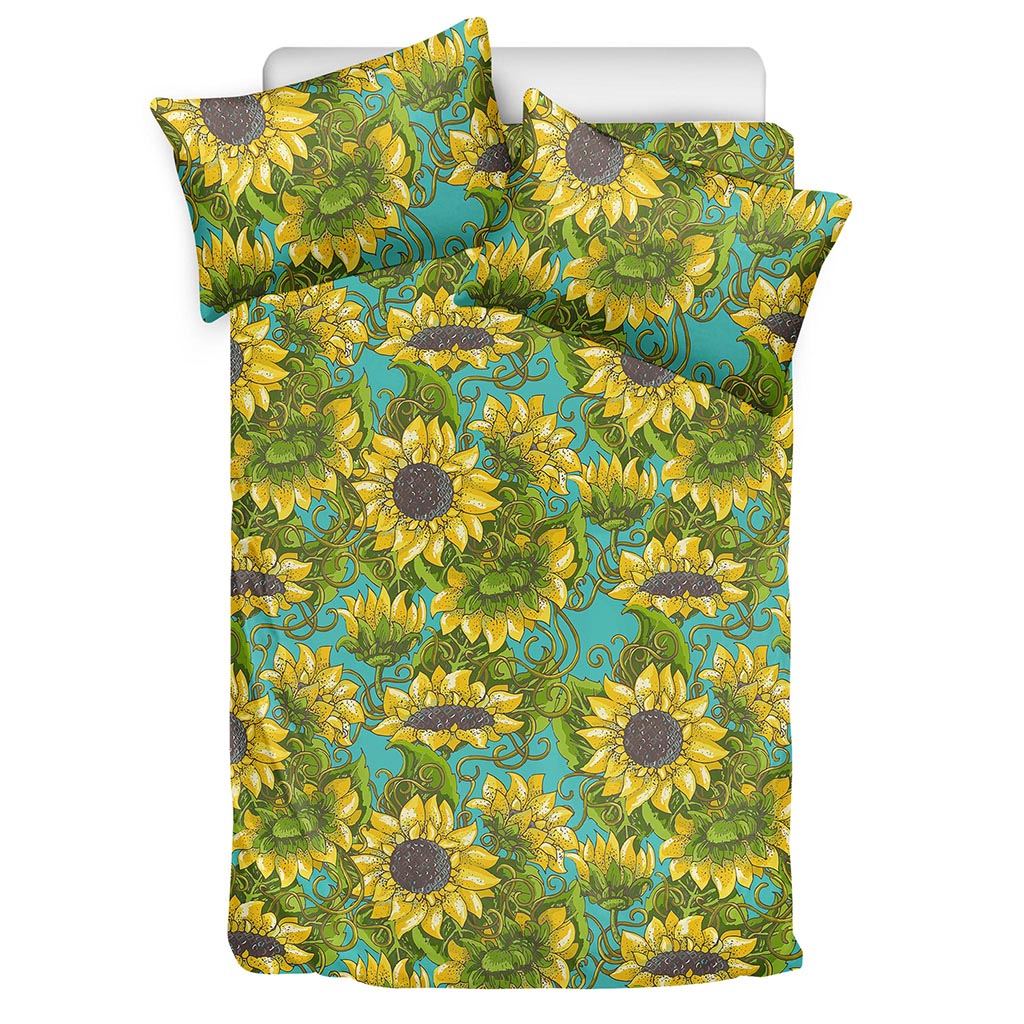 Blooming Sunflower Pattern Print Duvet Cover Bedding Set