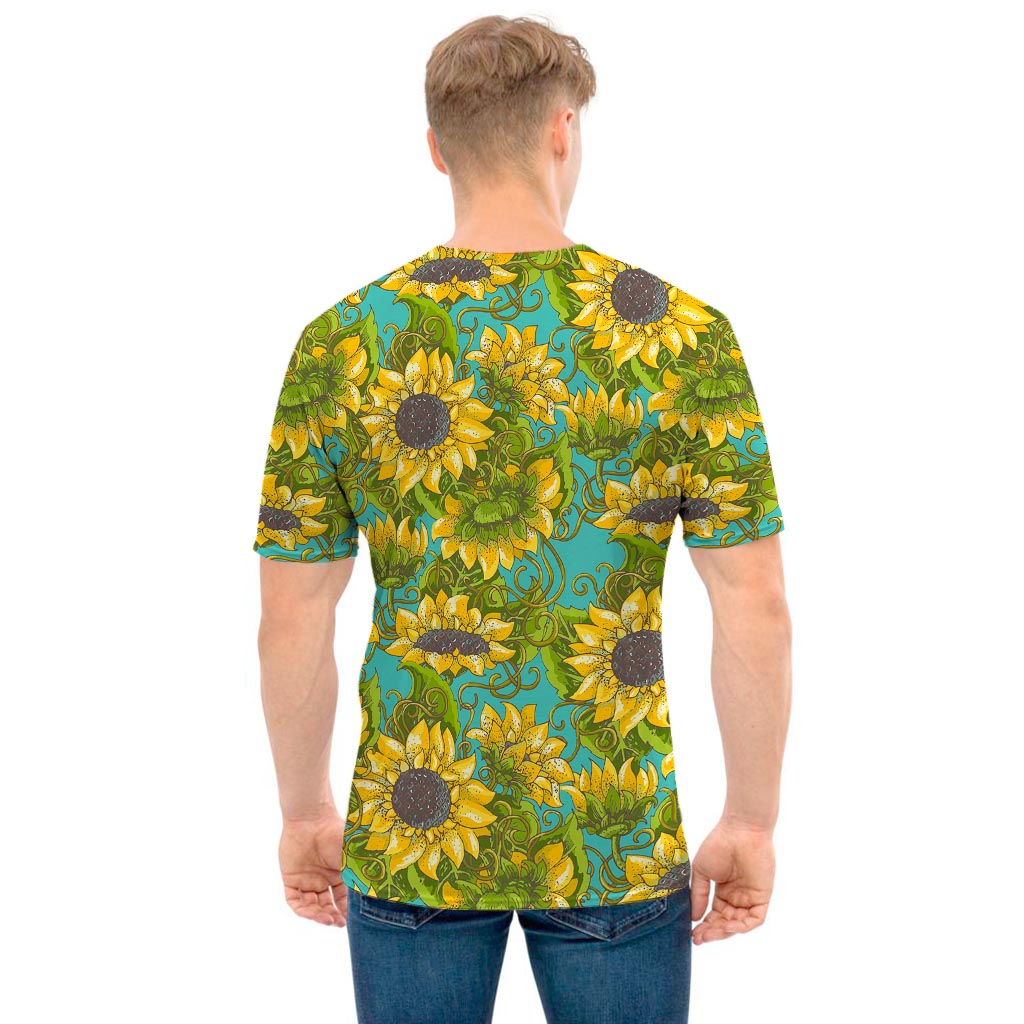 Blooming Sunflower Pattern Print Men's T-Shirt