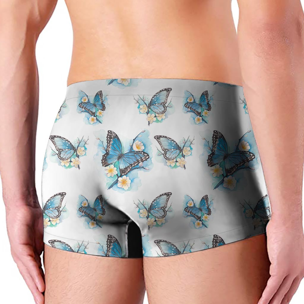 Blossom Blue Butterfly Pattern Print Men's Boxer Briefs
